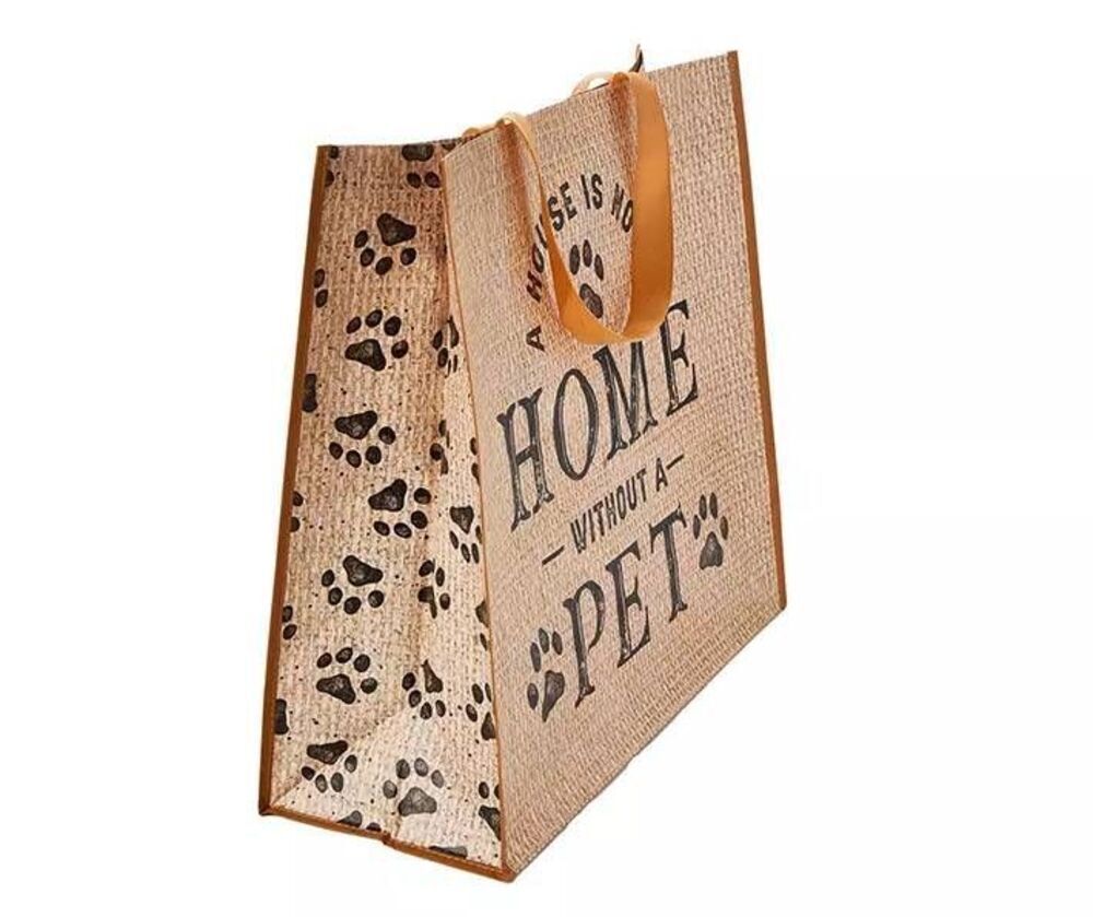 Set of 5 "A House Is Not A Home Without A Pet" Paw Print Large Tote Bags - Picture 2 of 2